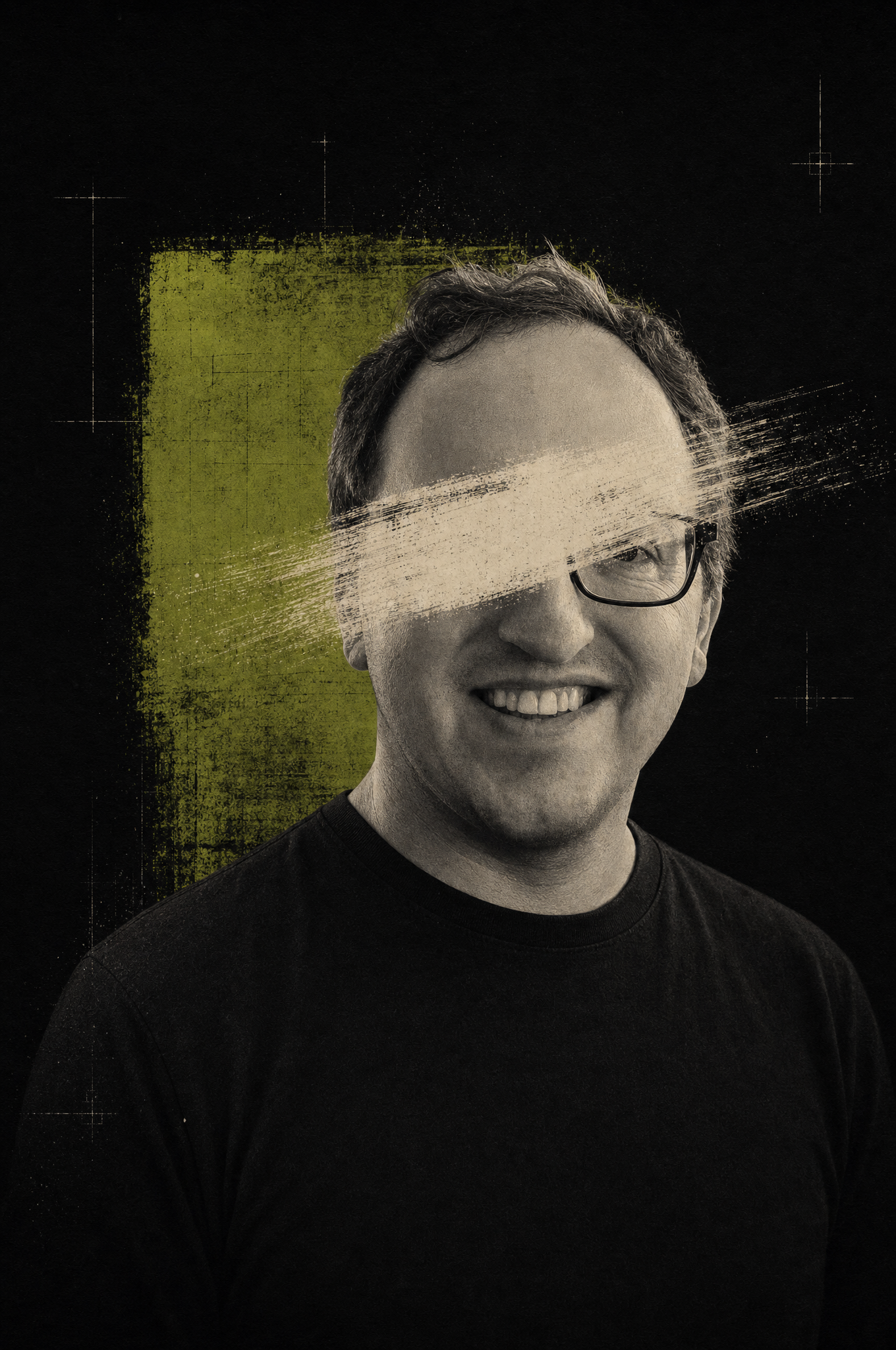 Anonymous generated portrait placeholder with an ivory brush stroke across the face.